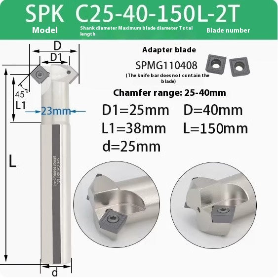 6037 45 degree inside and outside positive and negative chamfering cutter CNC rounding chamfering cutter SD SPK upper and lower bore reverse pull chamfering cutter bar Shandong Denso Pricision Tools Co.,Ltd.